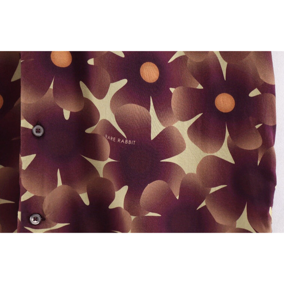 Rare Rabbit Men's Parry Short Sleeve Button Front Printed Shirt Brown Sz L - Picture 5 of 10